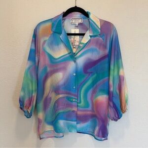 Johnny Was Merida Marble smocked raglan shirt